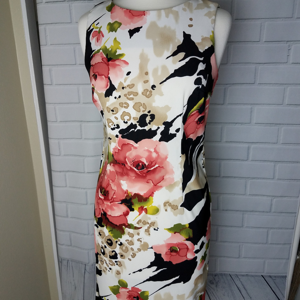 Connected Apparel shift mini dress mixed print 8